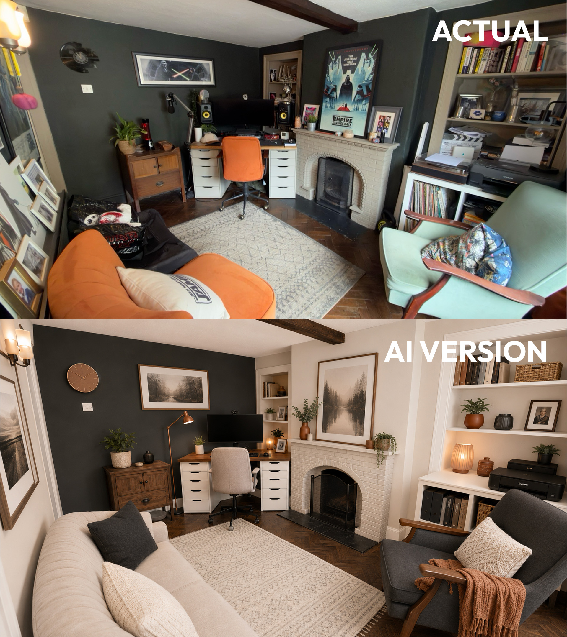 Home office before and after transformation